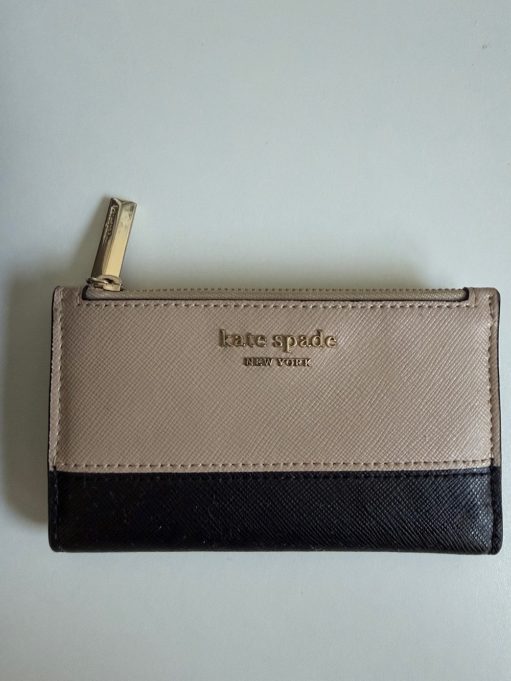 Kate Spade two-tone zip card wallet